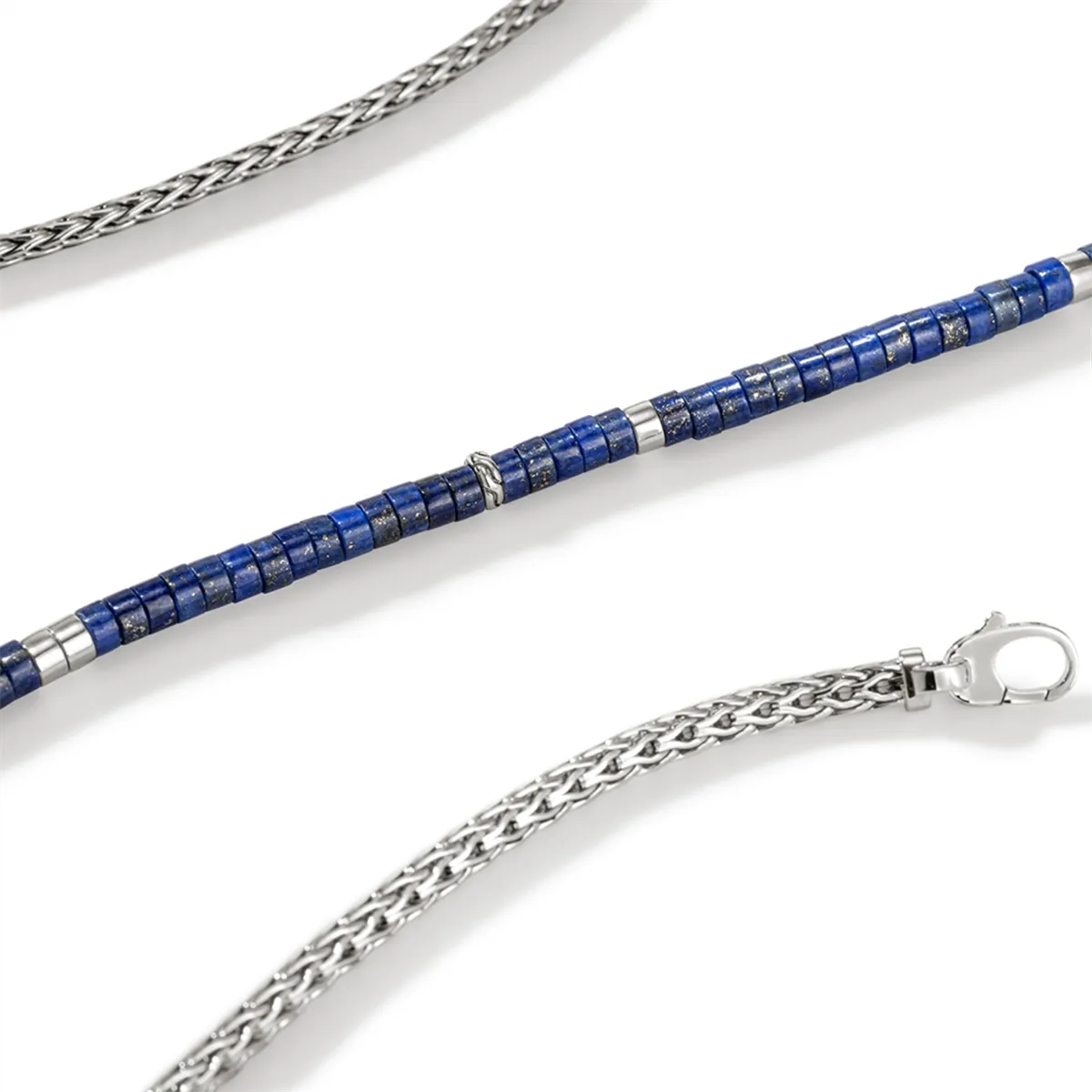 John Hardy Heishi Silver 3.5mm Slim Chain Necklace with Lapis