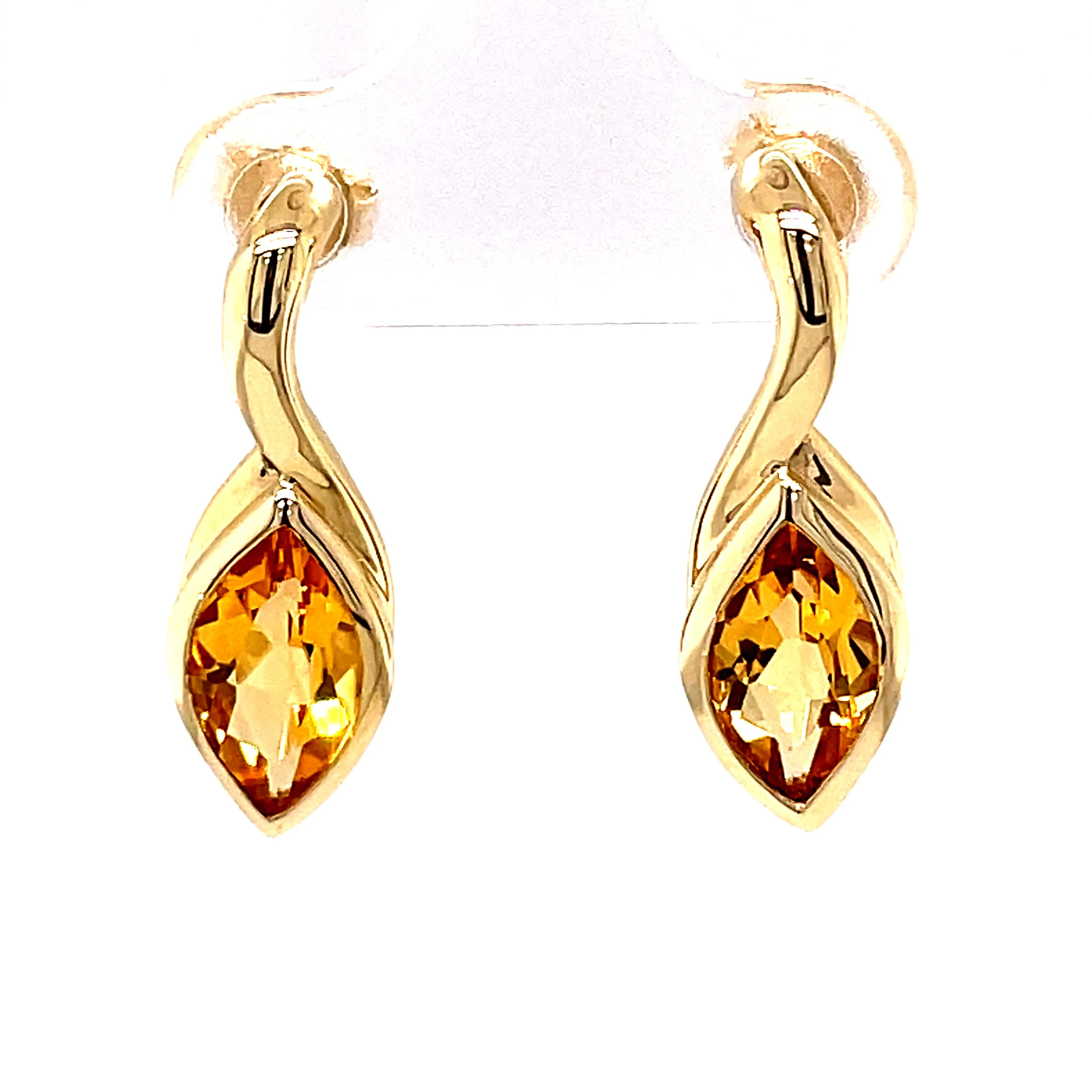 Kaleidoscope Marquee Golden Citrine Yellow Gold Studs