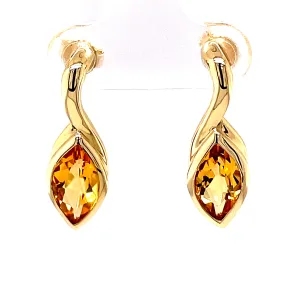 Kaleidoscope Marquee Golden Citrine Yellow Gold Studs