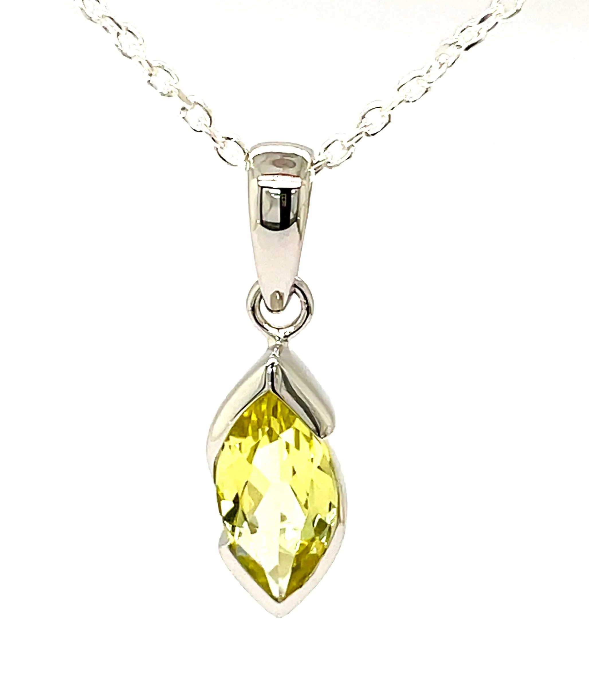 Kaleidoscope Sterling Silver Marquise Lemon Citrine Pendant