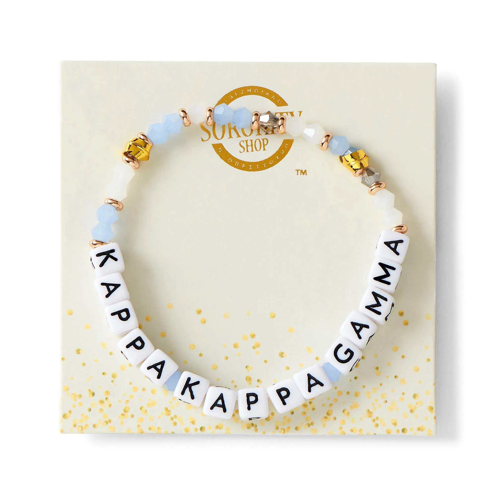 Kappa Kappa Gamma Bracelet With Glass Beads and 18K Gold Accent Beads