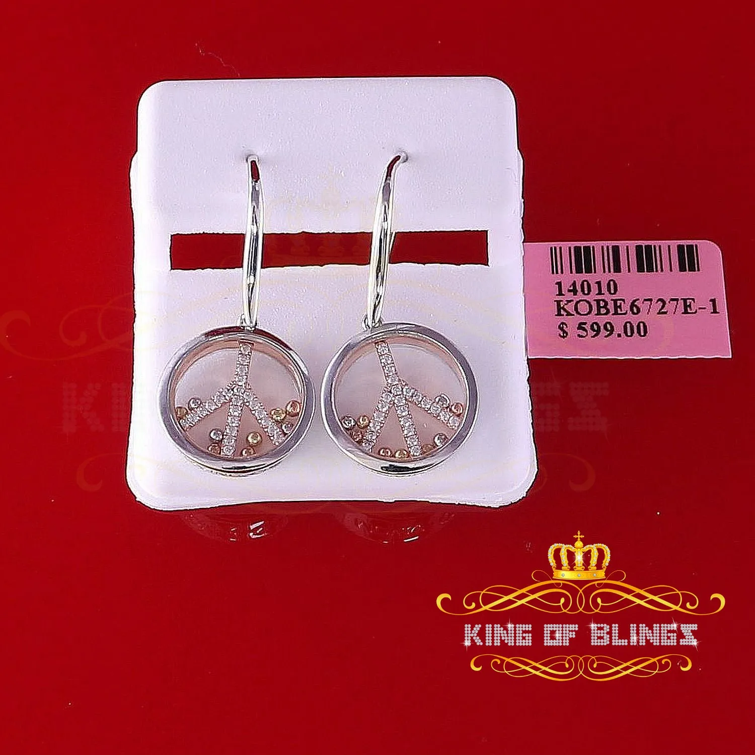 King of Bling's 925 Sterling White Silver Cubic Zirconia Men's & Women's Round Dangling Earring