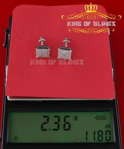 King of Bling's Aretes Para Hombre 925 Yellow Silver 0.96ct Cubic Zirconia Square Women Earring