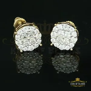 King of Bling's Aretes Para Hombre 925 Yellow Silver 1.68ct Cubic Zirconia Round Women's Earring