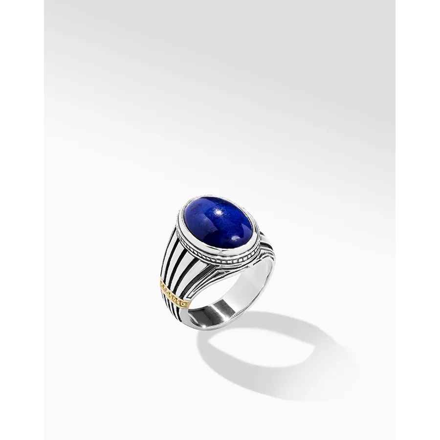 Konstantino Mens Silver and 18K Gold Lapis Ring