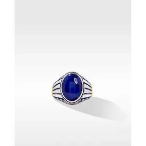 Konstantino Mens Silver and 18K Gold Lapis Ring