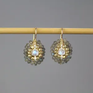 Labradorite Moonstone Mandala Earrings