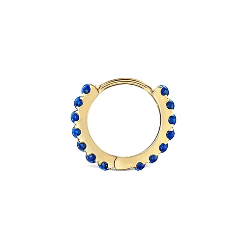 Lapis Eternity Hoop Earring by Maria Tash in Yellow Gold