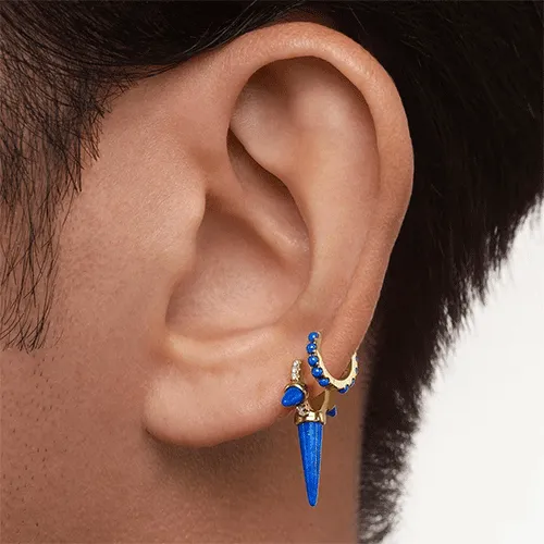 Lapis Eternity Hoop Earring by Maria Tash in Yellow Gold