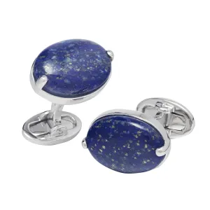 Lapis Gemstone Oval Sterling Silver Cufflinks I Jan Leslie