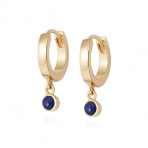 Lapis Healing Huggie Hoops 18ct Gold Plate Earrings HE3004_GP