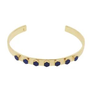 Lapis Hexagon Gold Lego Cuff