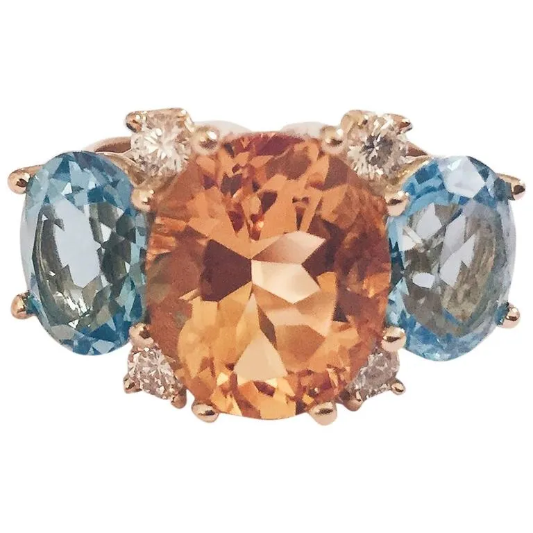 Large GUM DROP™ Ring with Citrine and Blue Topaz and Diamonds