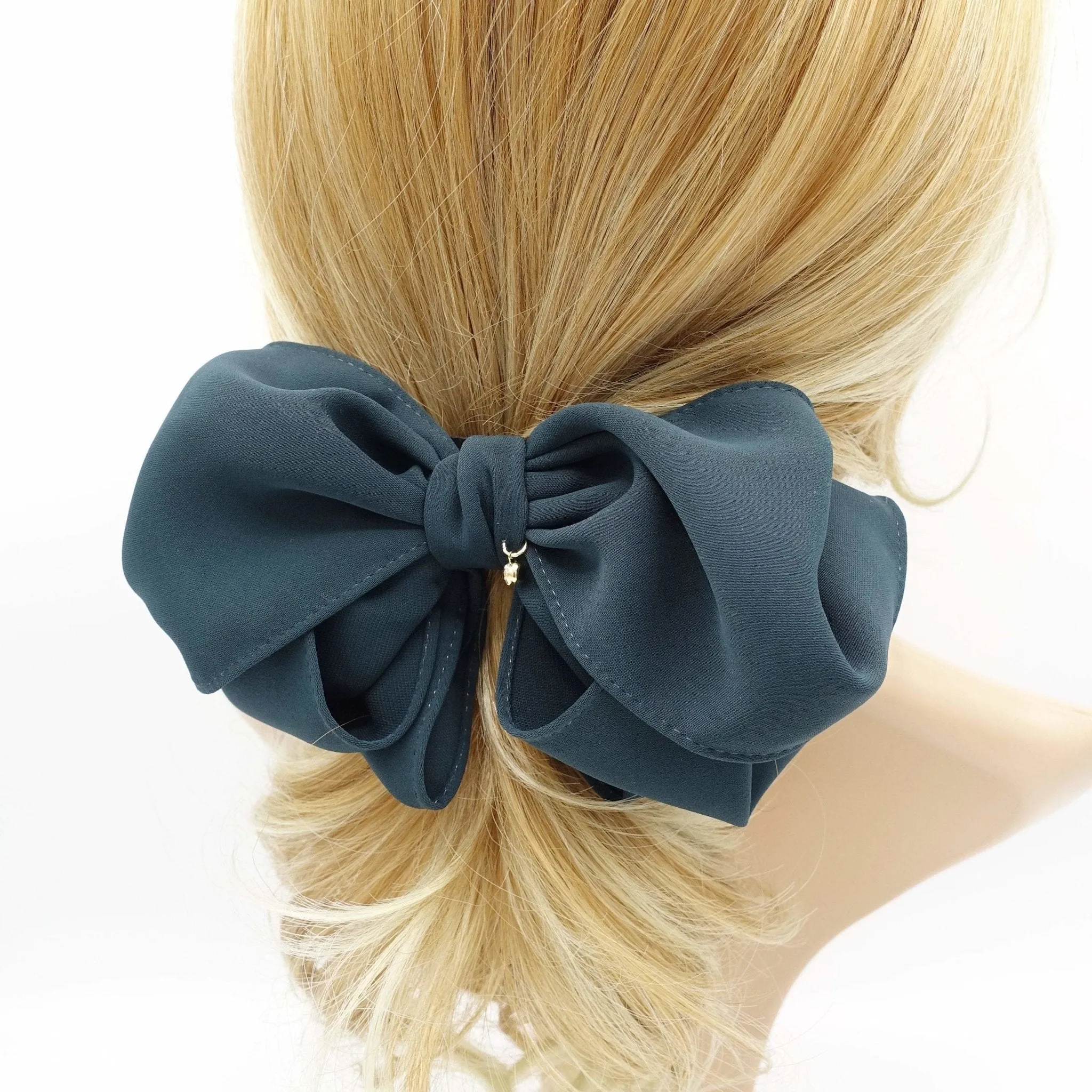 layered volume hair bow pretty women hair barrette