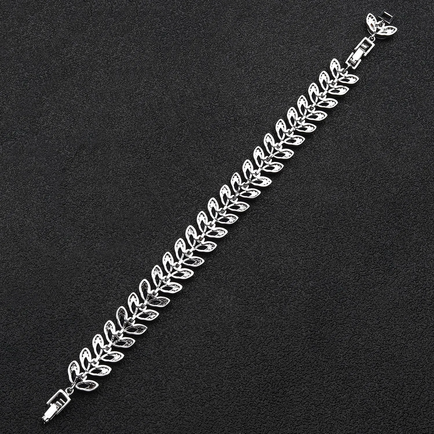 Leaves 5A Cubic Zirconia Silver Bracelet Chains  for Women CK10138