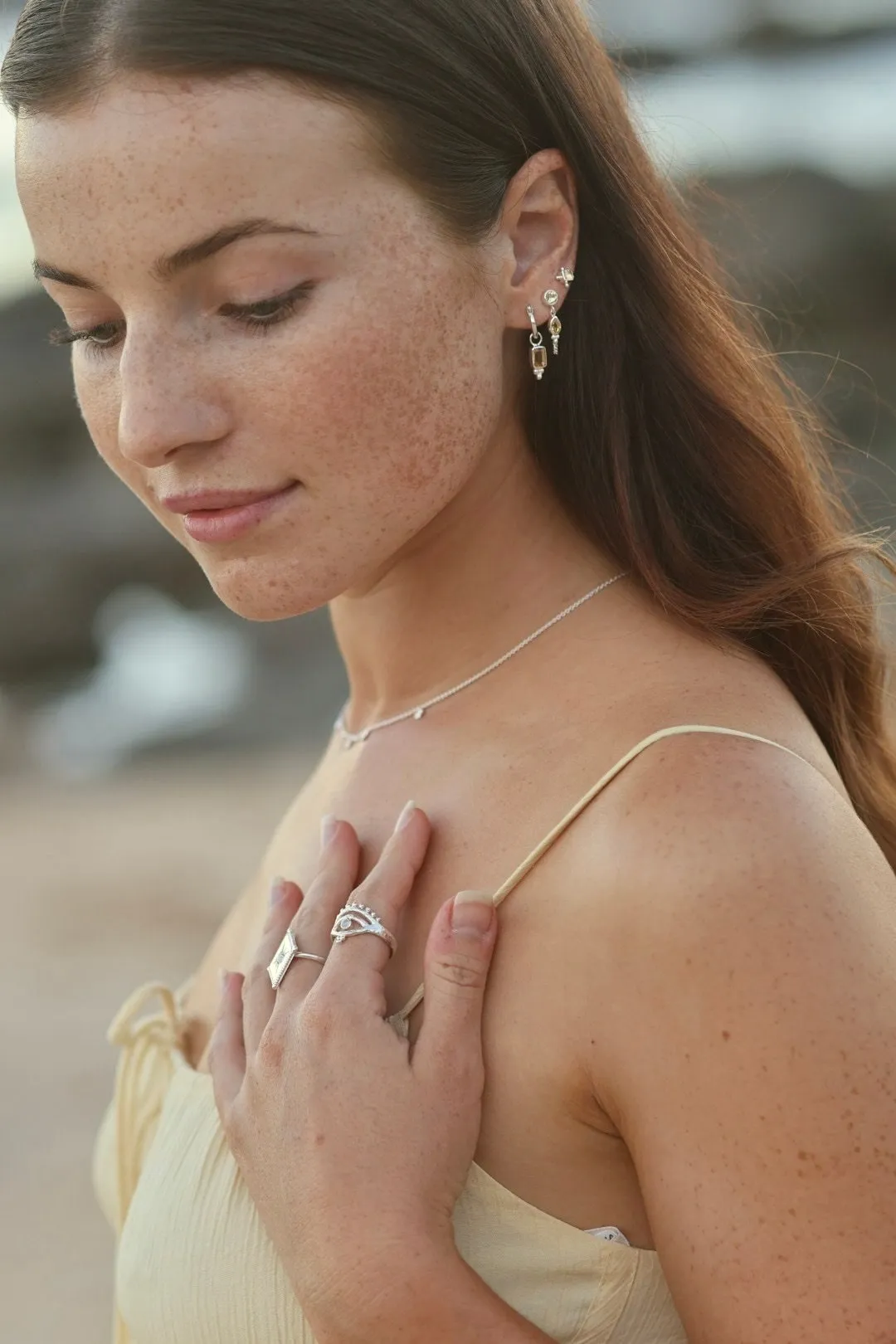 Lia Citrine Silver Hoops