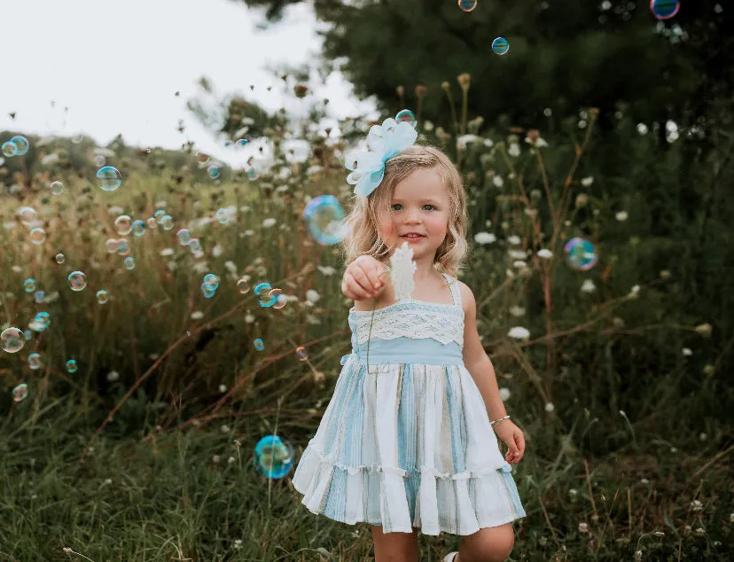 Light Blue Organza Hair Bow