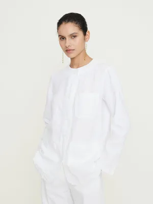 Linen Shirt Jacket in White