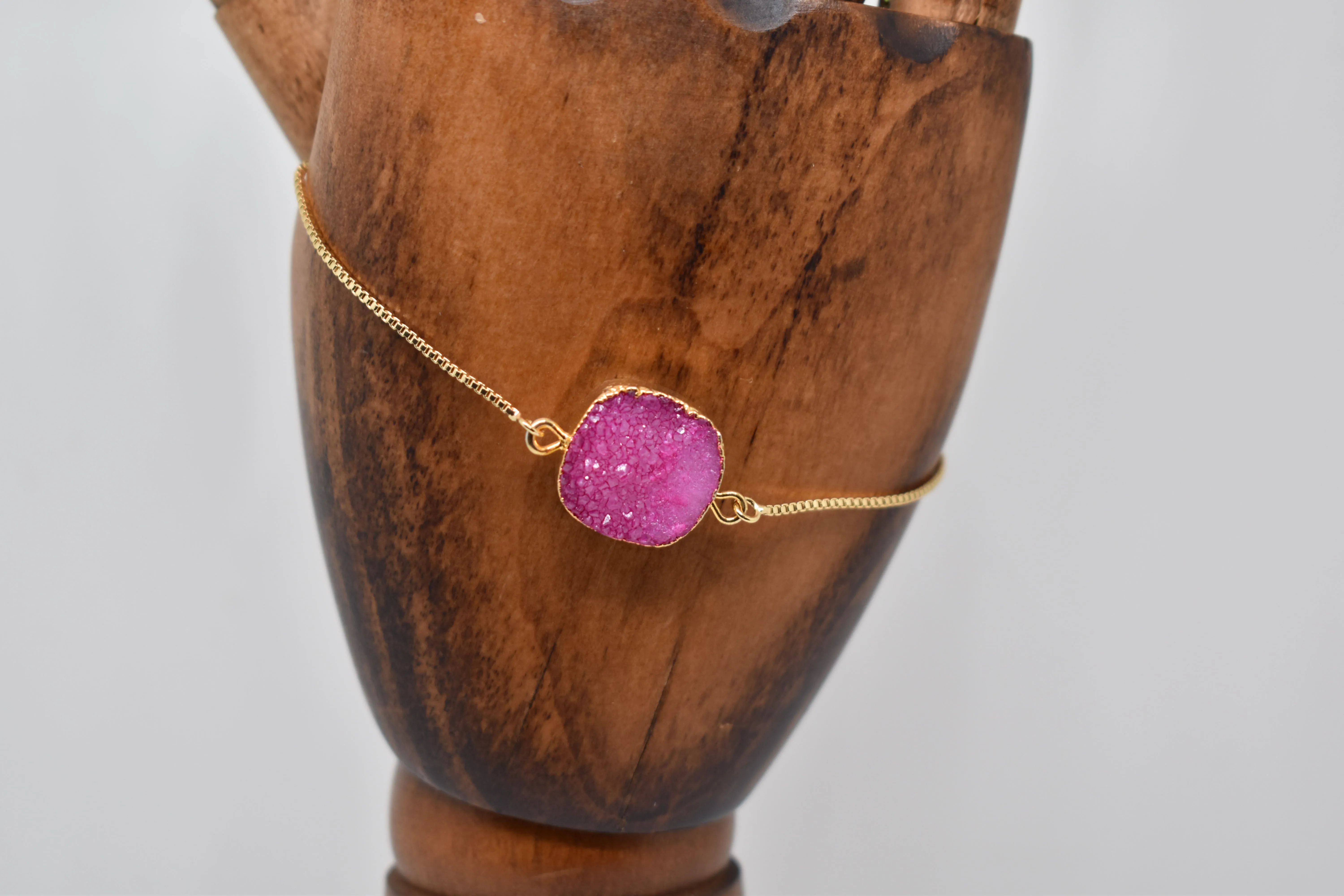 Magenta Sugar Druzy Bracelet