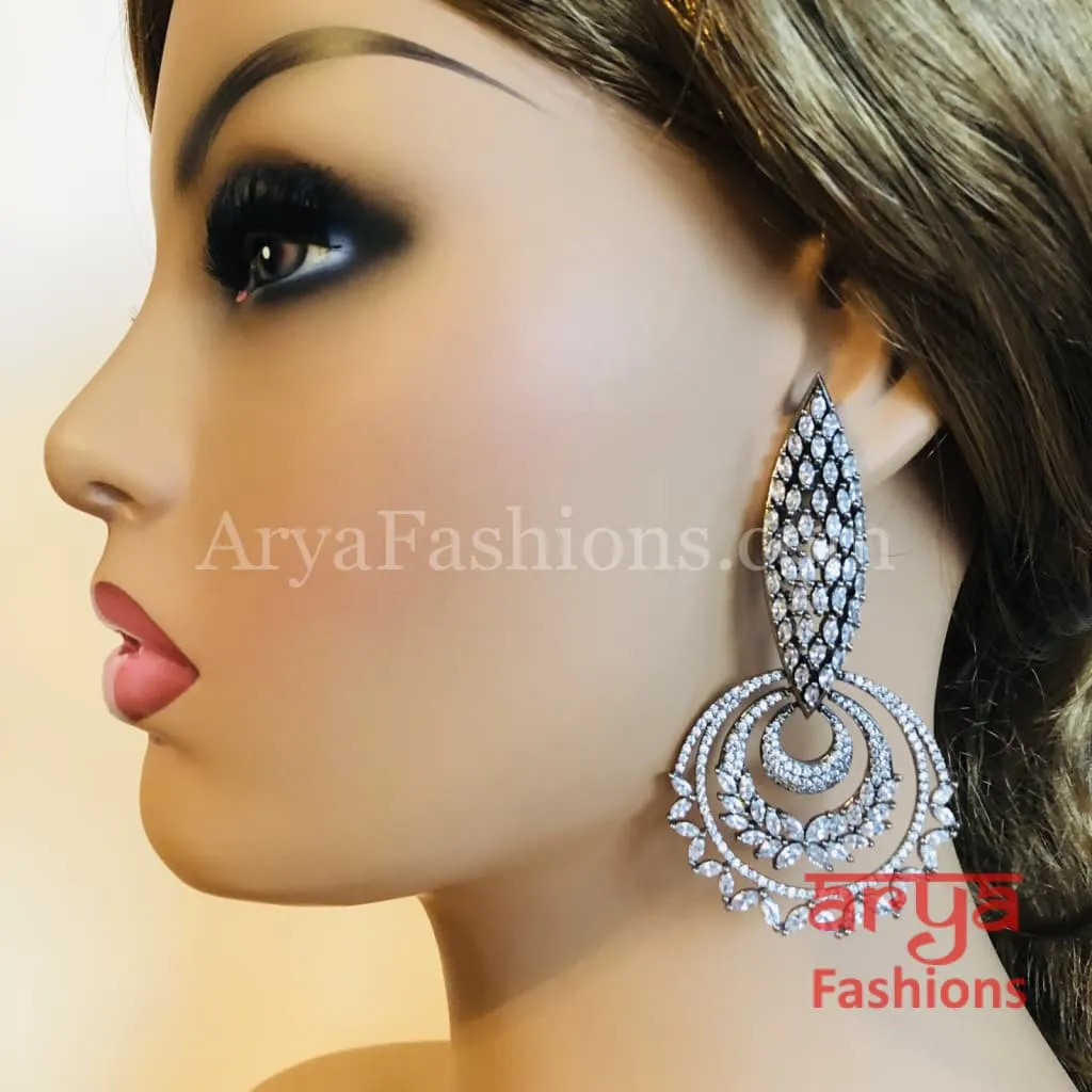 Mahi Black Silver finish Designer Fusion Earrings