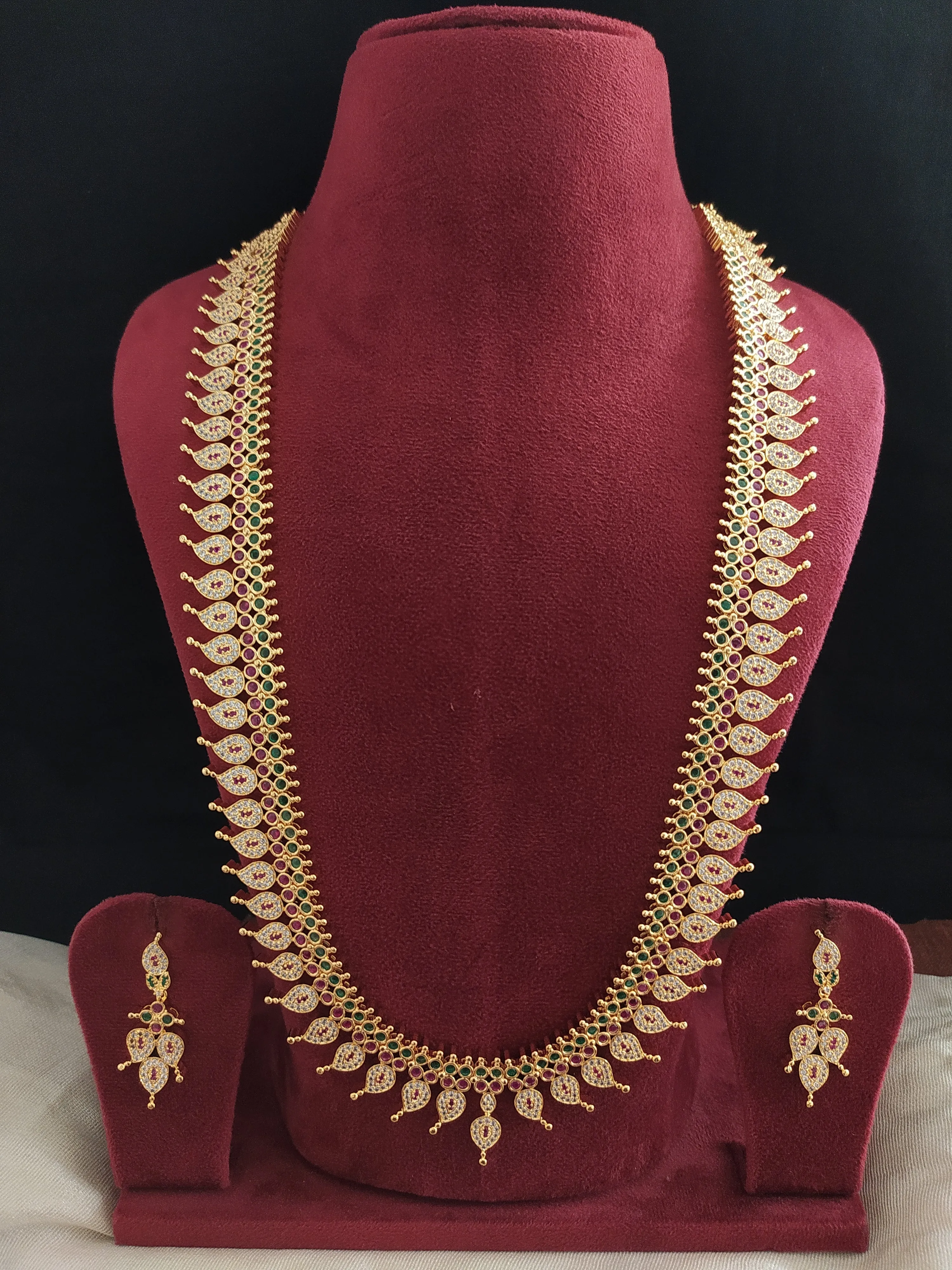 Majestic Mango Shape Gold-Plated Traditional Haram Set