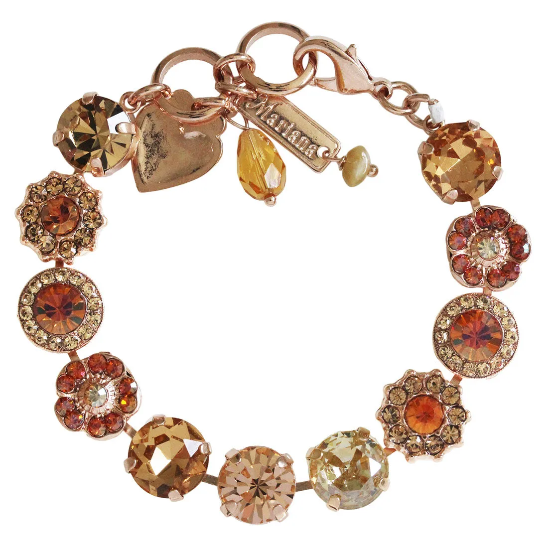 Mariana "Caramel" Rose Gold Plated Lovable Rosette Crystal Bracelet, 4084 137rg