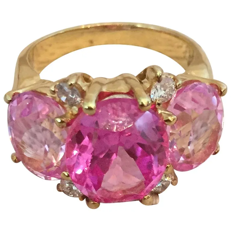 Medium 18kt Yellow Gold GUM DROP™ Ring with Pink Topaz and Iolite