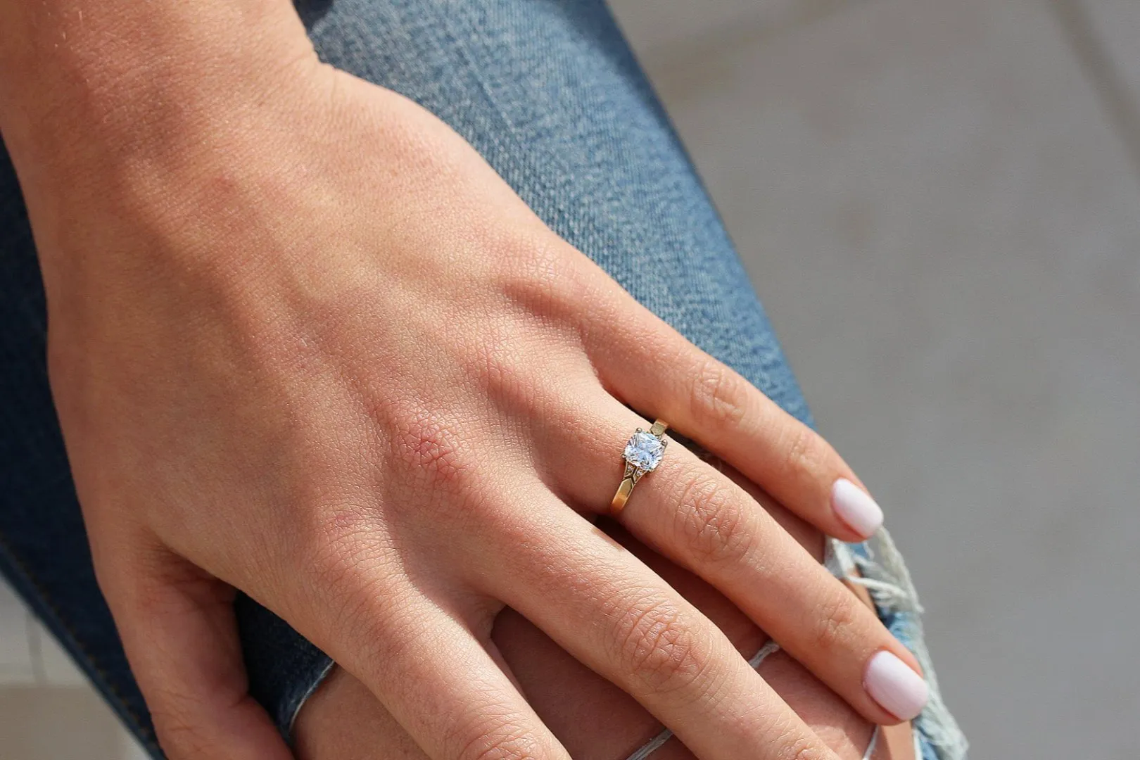 Merlin Engagement Ring with a Natural Cushion Cut Diamond