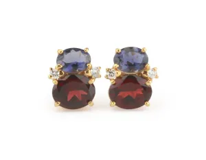 Mini GUM DROP™ Earrings with Iolite and Garnet and Diamonds