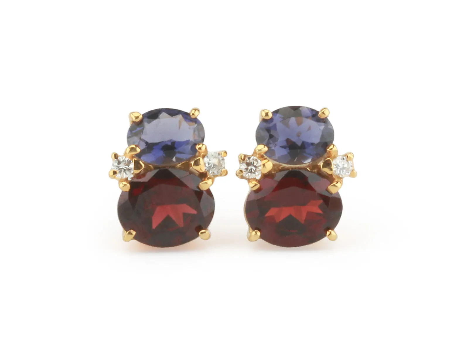 Mini GUM DROP™ Earrings with Iolite and Garnet and Diamonds