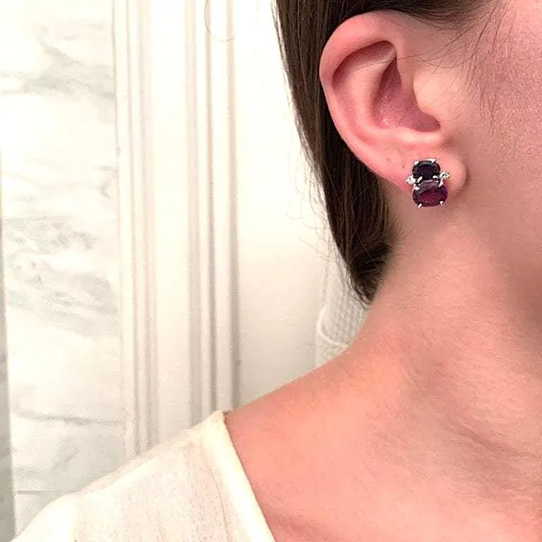 Mini GUM DROP™ Earrings with Iolite and Garnet and Diamonds