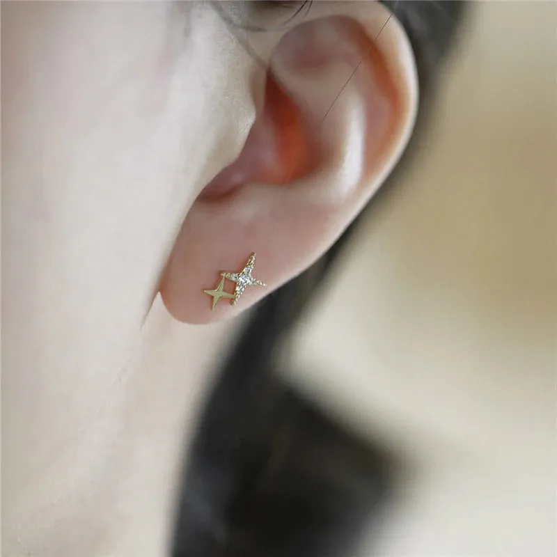 Mini Stars with Sparkling Micro Inlaid Zircon Stud Earrings