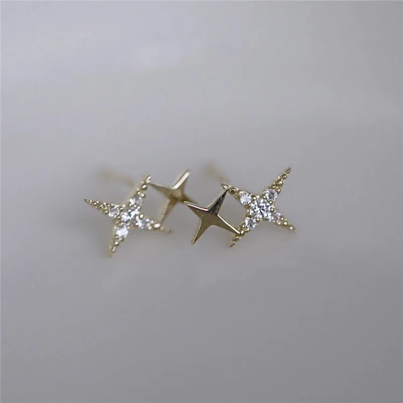 Mini Stars with Sparkling Micro Inlaid Zircon Stud Earrings