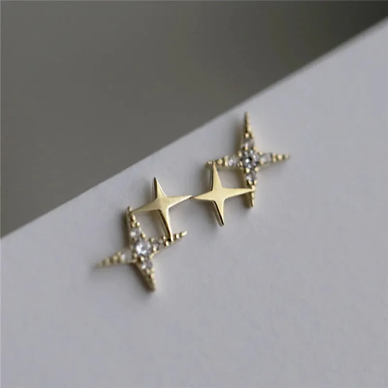 Mini Stars with Sparkling Micro Inlaid Zircon Stud Earrings