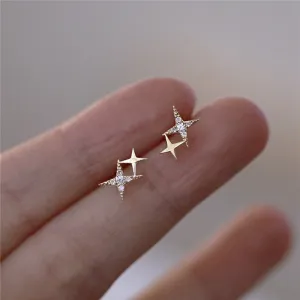 Mini Stars with Sparkling Micro Inlaid Zircon Stud Earrings