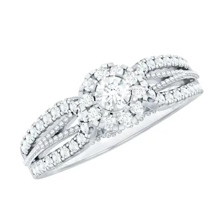 Moissanite Designer Split Shank Engagement Ring