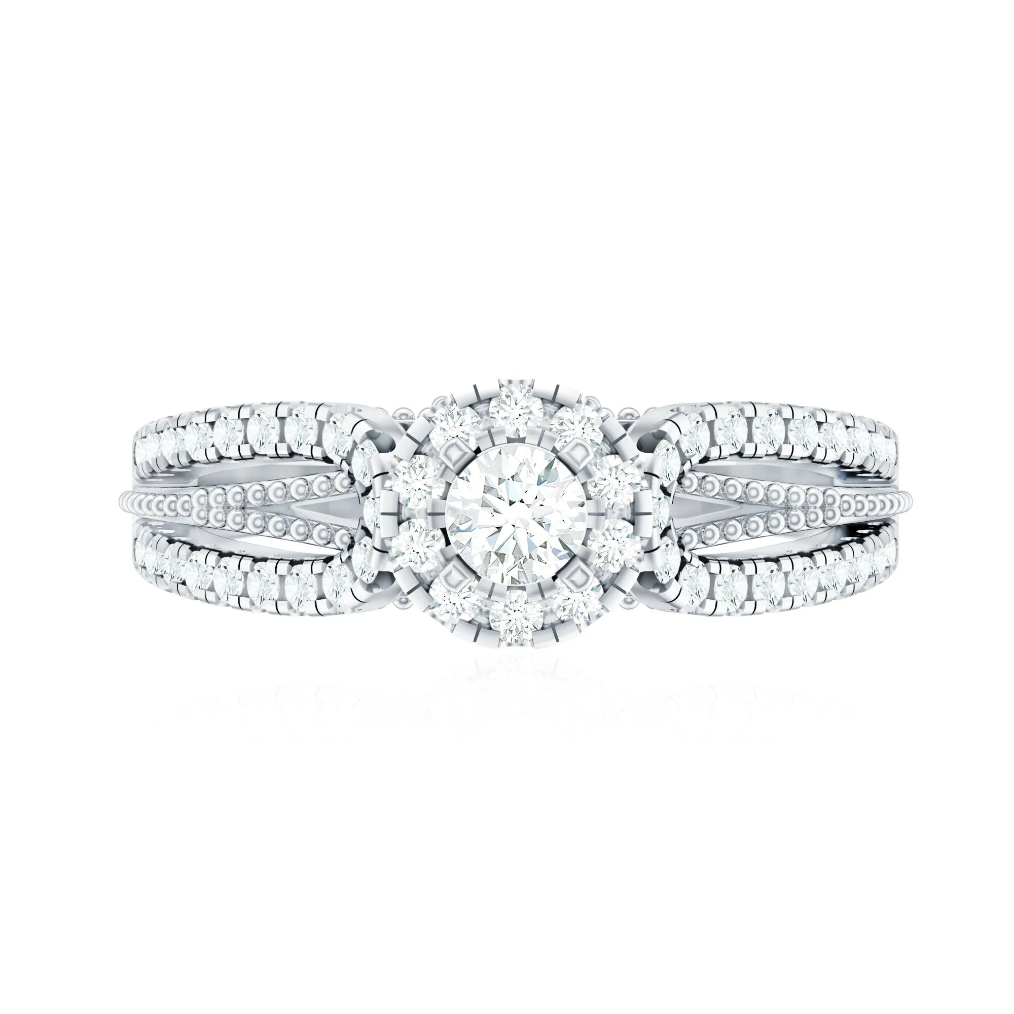 Moissanite Designer Split Shank Engagement Ring