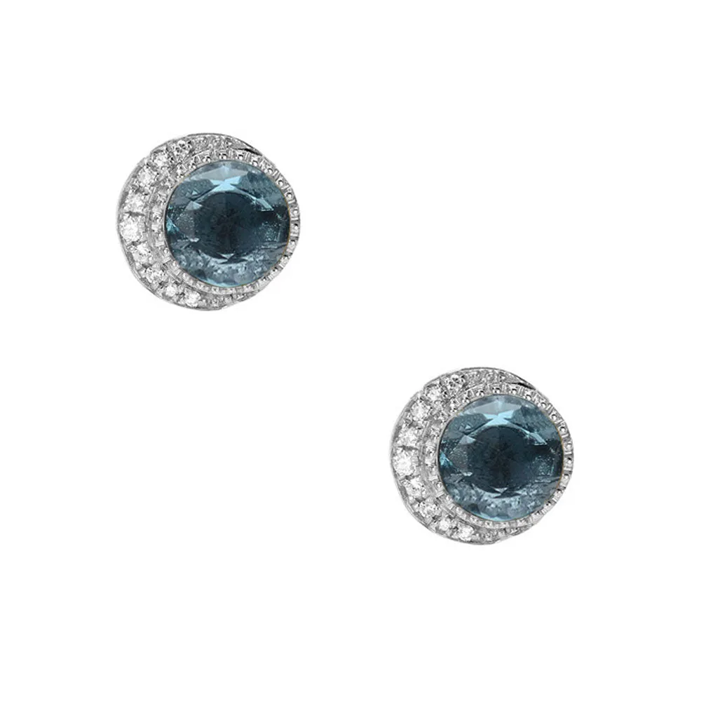 Moon Phase London Blue Topaz Post Earrings