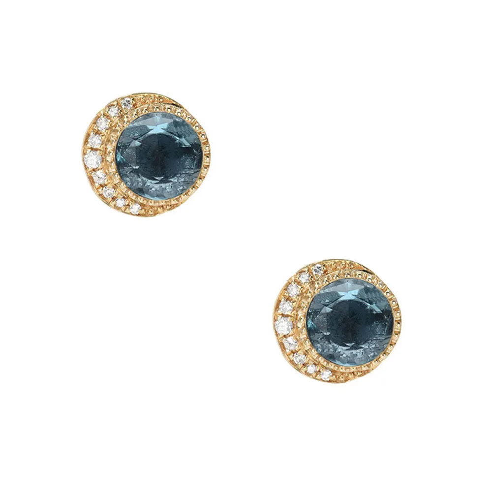 Moon Phase London Blue Topaz Post Earrings