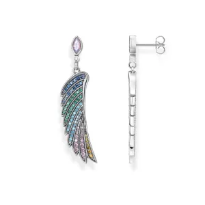 Multi-color Rhinestone Bejeweled Hummingbird Feather Wings Earrings