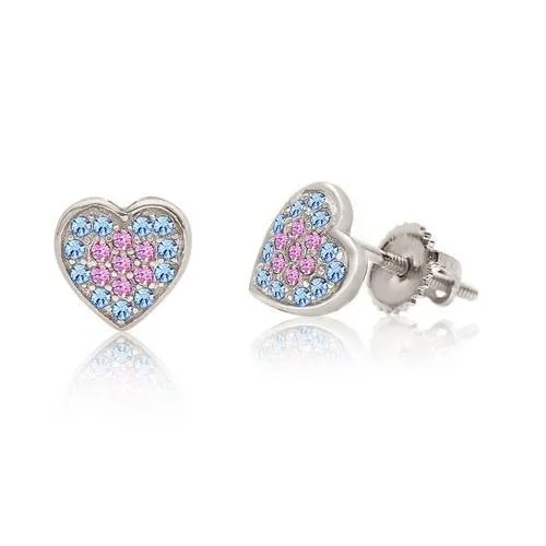 Multi Colored Heart Screwback Earring for Girls