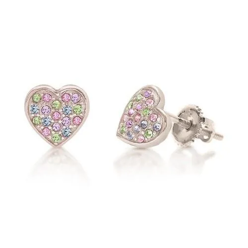 Multi Colored Heart Screwback Earring for Girls