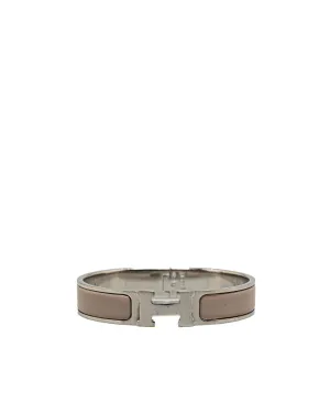 Narrow Enamel Clic H Bracelet with Palladium-Plated Finish