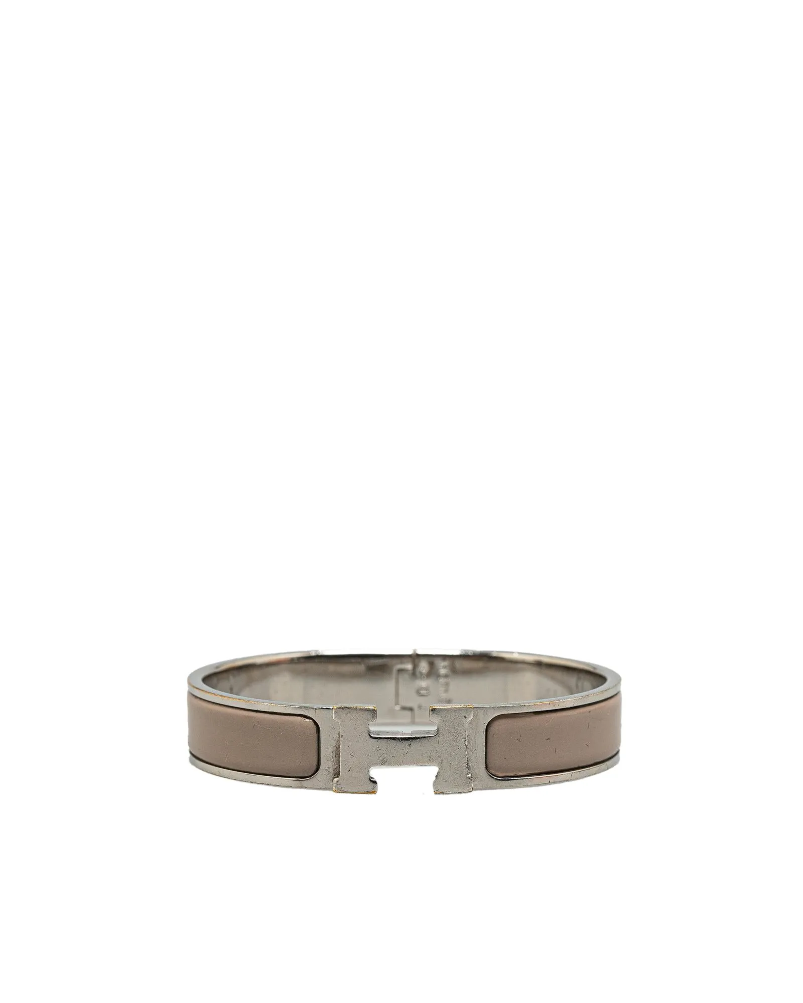 Narrow Enamel Clic H Bracelet with Palladium-Plated Finish