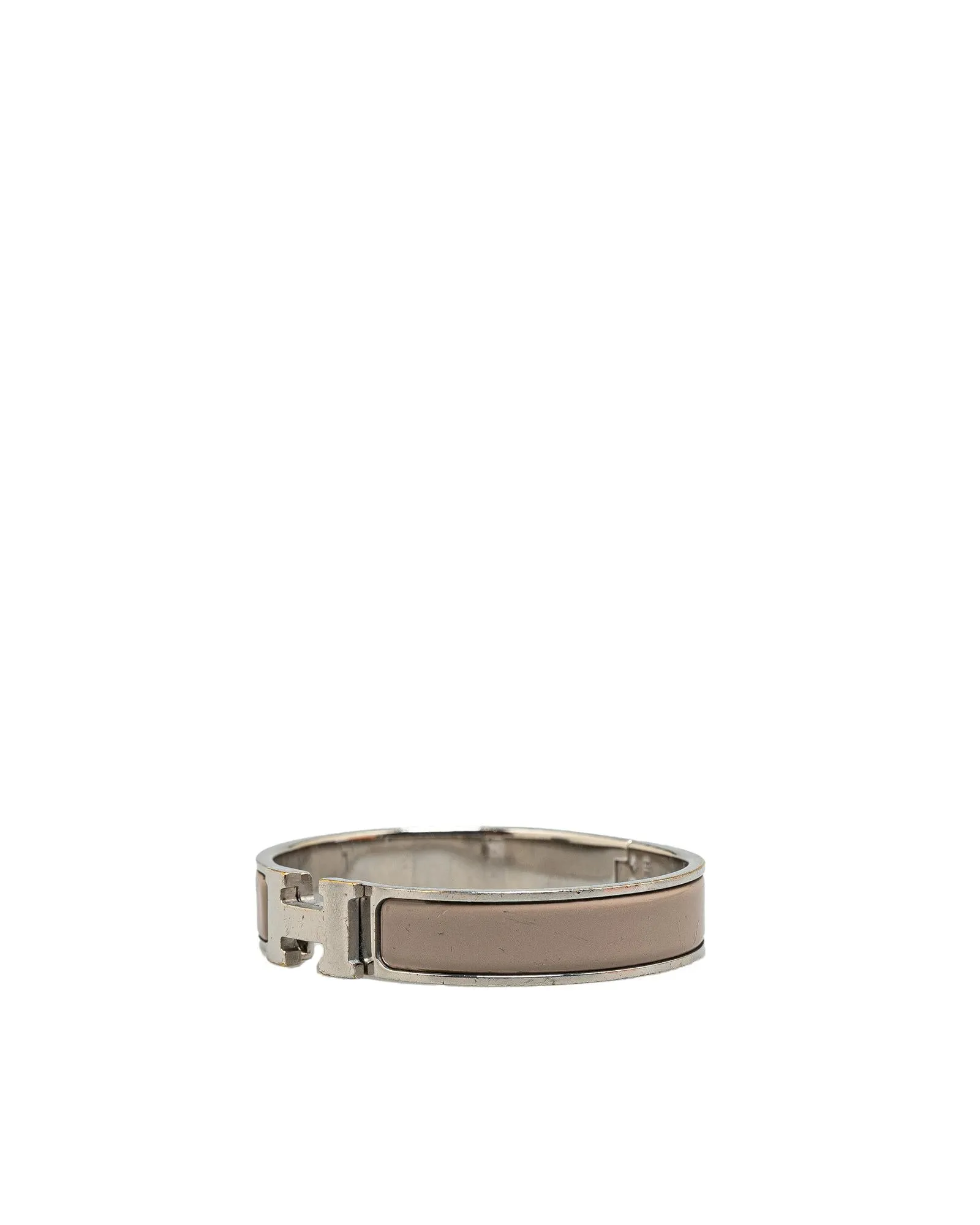 Narrow Enamel Clic H Bracelet with Palladium-Plated Finish