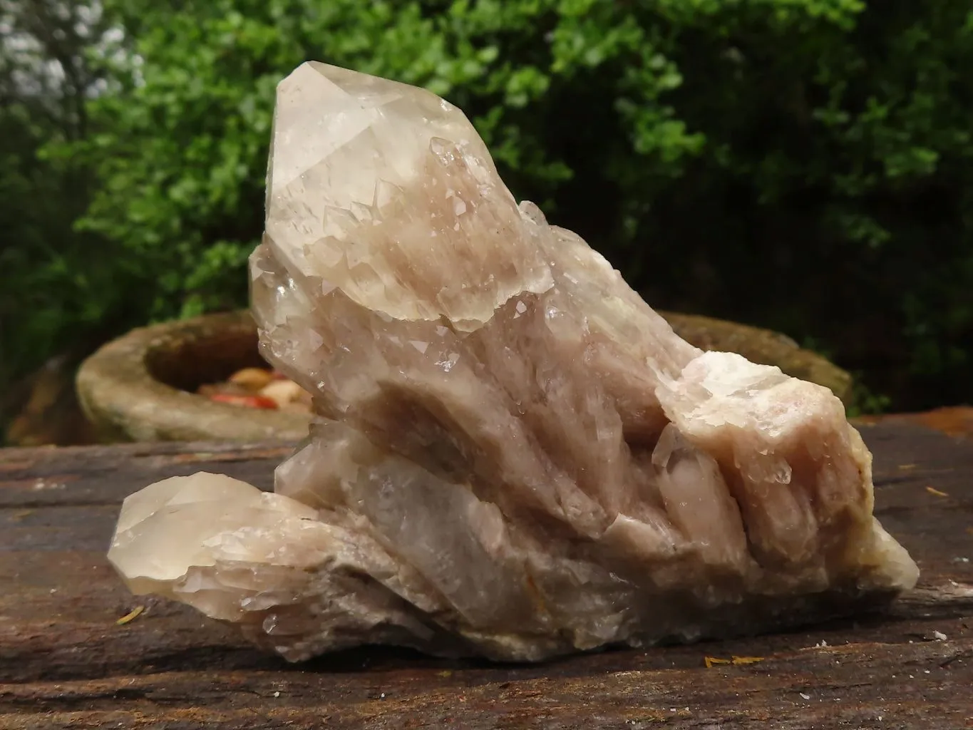 Natural Cascading White Phantom Smokey Quartz Clusters x 6 From Luena, Congo