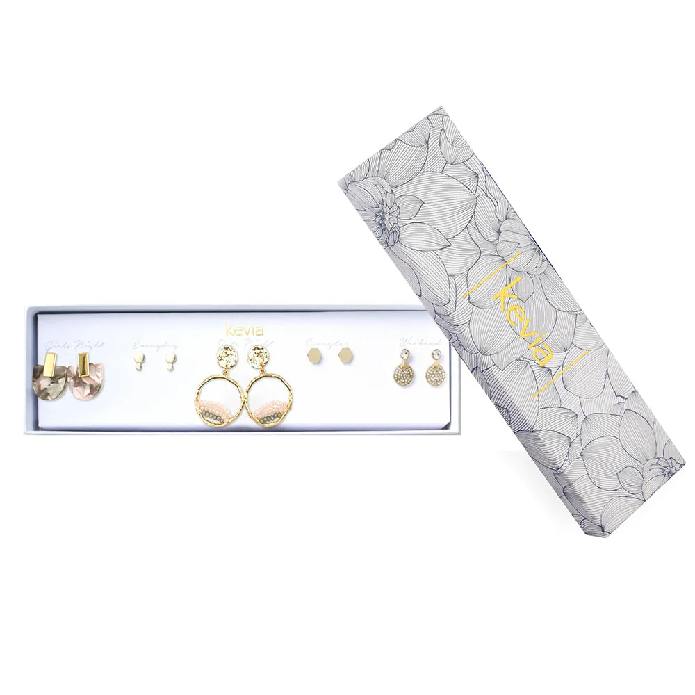 Natural Stone Drop Earring Set