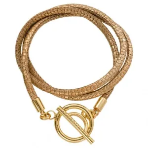 Nikki Lissoni Metallic Vintage Reptile Leather Gold Plated Wrap Bracelet