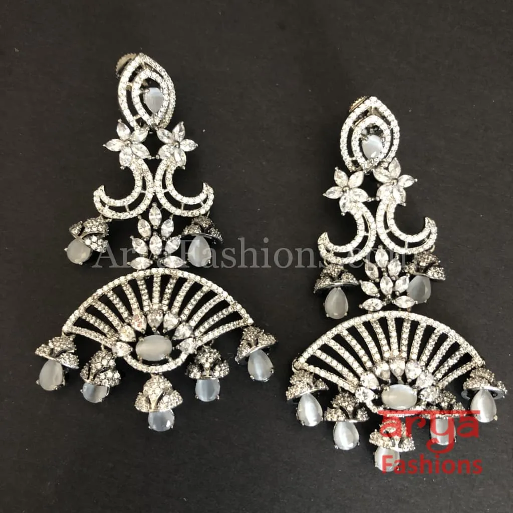 Nuvi Cubic Zirconia Silver and Victorian Party Earrings