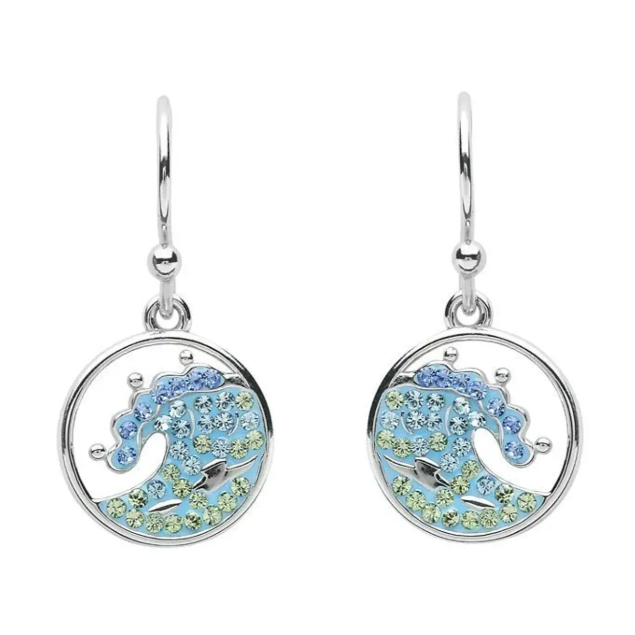 Ocean SS Blue SW Crystal Wave Earrings